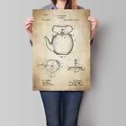 Tea Kettle Poster Patent Retro Kitchen Cafe Deco Vintage Art Blueprint