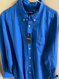 mens CHAPS long sleeve button down shirt xxl Blue new with tags - Picture 1 of 6