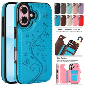 WOMEN Leather Card Wallet Phone Case For iPhone 15 Plus 16 Pro Max 14 13 12 11 X - Picture 1 of 99