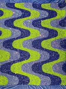 Wavy Line Design Velvet Sequins Neon Lime/Lavender/Clear 2 Way Stretch Fabric - Picture 1 of 4