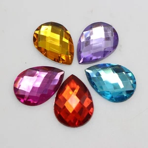 50 Pcs Flatback Acrylic Rhinestone Gems Teardrop Cabochons 18X25mm No Hole - Picture 1 of 12
