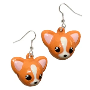 Jingle Bell CHIHUAHUA DOG or FOX Funky EARRINGS Animal House Pet Novelty Jewelry - Picture 1 of 2