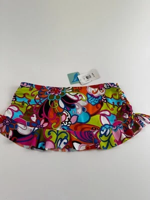 Bikini Bay Ruffle Skirt w/Side Drawstrings Bikini Bottom Multicolor  SZ 18 NWT - Image 1 of 4