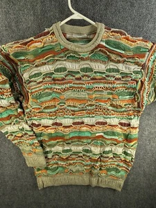 COOGI Australia Sweater Intricate Knit Abstract Large Pullover Green Orange - Picture 1 of 19