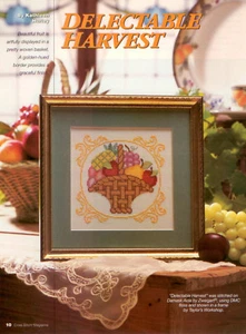 Delicioso patrón de revista Harvest Cross Stitch - Cesta de frutas de la abundancia - Imagen 1 de 2
