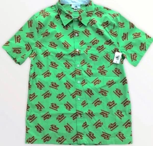NWT!! Disney Parks Pizza Planet Woven Button Shirt | Adult - Picture 1 of 3