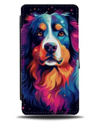 Bernese Mountain Dog Colourful Design Flip Wallet Case Bernese's Dog Breed DC95 - Image 1 of 3