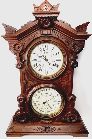 WELCH "AUDRAN BW VARIANT" CALENDAR MANTLE CHIME CLOCK~ RUNNING~ STRIKING~ WOW! Cover