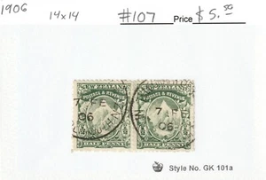 New Zealand #107 1/2p Green, Pair "Mt. Cook" Postmark 1906 - Picture 1 of 1