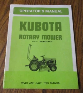 *Kubota RC60-71H Rotary Mower Operators Owner Part Manual Fits B7100HST Tractor - Picture 1 of 7
