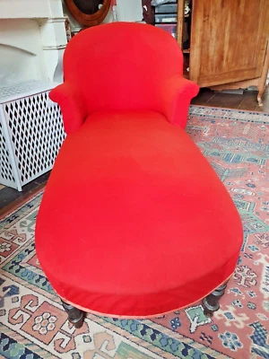 Méridienne Napoléon III, garnissage et tissu récents - Photo 1/4