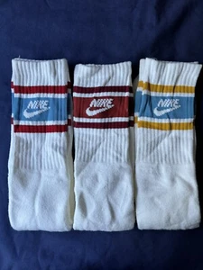Vintage Nike Knee High Tube Socks 1980s Stripes Rare New Lot of 3 Pairs - Picture 1 of 3