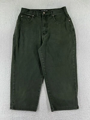 Halston Pants Womens 12 Green Denim Jeans Capri Crop 100% Cotton High Rise - Image 1 of 4