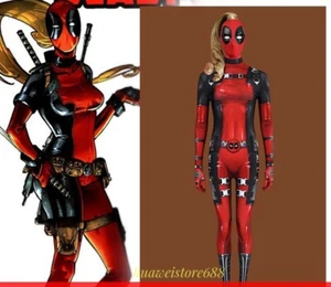 Lady Deadpool Cosplay Costume Comic ver. Women Outfit Jumpsuit+Mask Halloween - Picture 1 of 19