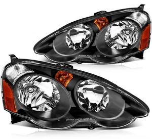 Headlight Assembly Set For Acura RSX 2.0L 2002-2004 Halogen Black Housing - Foto 1 di 8