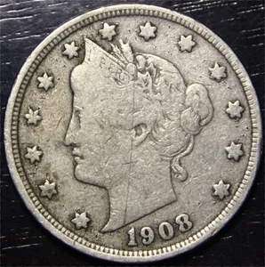 1908 Liberty V Nickel 5c US Münze Philadelphia Mint - Bild 1 von 2