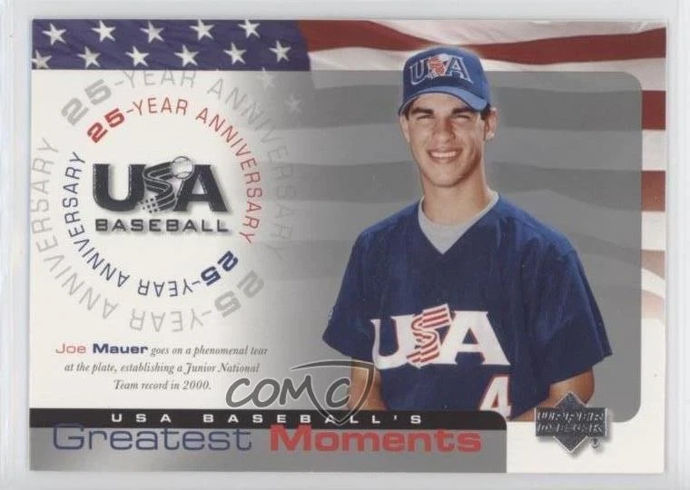 2004 Upper Deck USA Baseball 25-Year Anniversary Joe Mauer #USA-200 HOF - Image 1 of 2
