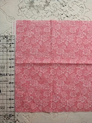 Pink on Pink Roses Floral Blender Cotton Fabric 12"x23" Fabric Traditions Quilt - Image 1 of 2