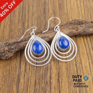 Vendita Cyber Monday pietra preziosa lapislazzuli argento sterling 925 nuovi orecchini gioielli - Foto 1 di 6