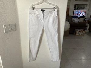 St. John Black Label Damen strukturierter Stoff spitz zulaufende Hose Hose weiß Gr. 8 - Bild 1 von 7