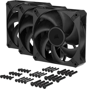 Corsair Lot de 3 ventilateurs épais RS120 MAX PWM 120mm, noir, 7 lames, PWM, LCP - Photo 1/6