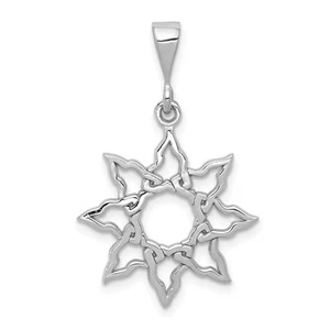 14k White Gold Celtic Knot Sun Pendant Necklace Charm Unity Symbol Spiritual - Picture 1 of 6