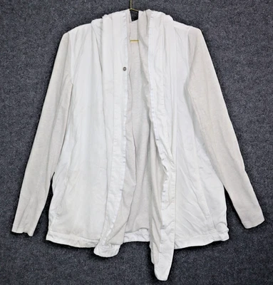 Куртка женская Lululemon Wrap 10 цвет белый серый на двух пуговицах с капюшоном свободная посадка б/у в отличном состоянии - Изображение 1 из 4