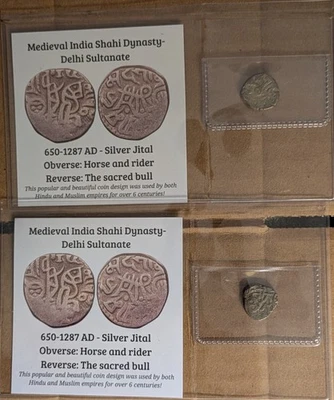 Lot (2) Silver 650-1287 Shahi Dynasty Jital Medieval India Delhi Sultanate - Image 1 of 4
