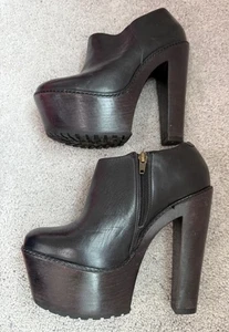 Office London Platform Size 38 / 7.5-8 Y2K Super High Heel Black Made in Brazil - Picture 1 of 13