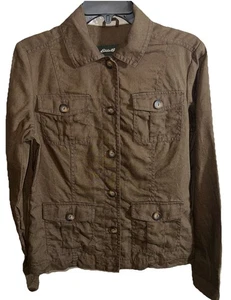 Eddie Bauer Women's 100% Linen Button Shirt Jacket Brown Size S Long Sleeve - Picture 1 of 6