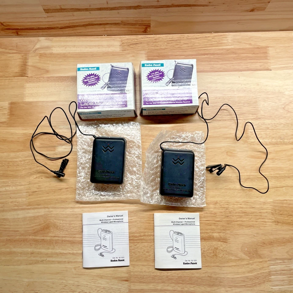 Radio Shack Wireless Lapel Microphone 32‑1231 MultiChannel System 2‑Pack - Image 1 of 4