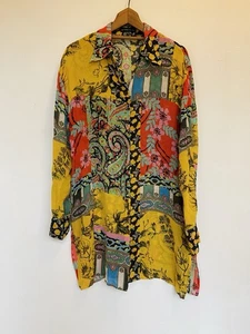 ETRO Patchwork Print Silk Shirt Button Up Blouse Multi coloured SZ 44 AUS 10 -12 - Picture 1 of 14