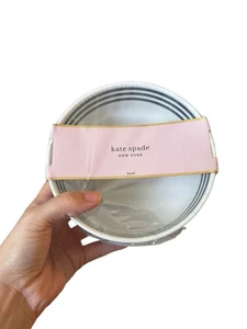 Kate Spade Melamine Bowls Set Of Two White With Navy Stripes New - Picture 1 of 7