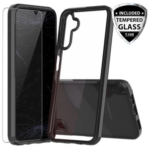 For Samsung Galaxy A14 5G Case Clear Hard Back+TPU Bumper Cover +Tempered Glass - Picture 1 of 12