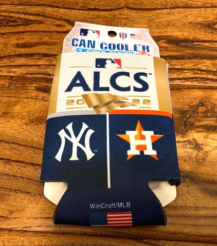 2022 ALCS Can Cooler 2-Sided Koozie NEW Wincraft Astros vs Yankees MLB Authentic Cover