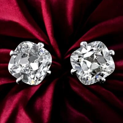 950 Fine Platinum Certified Earring Lab Created Diamond Stud 0.80 Ct Cushion Cut - Image 1 of 4