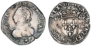 CHARLES IX Teston, 2e type 1567 (MDLXVII) Bordeaux Dy.1063 - Bild 1 von 1