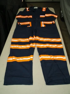 COVERALLS HIGH VISIBILITY/REFLECTIVE SZ 48LONG- XLL- 100% COTTON - Picture 1 of 3