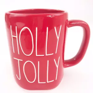 Rae Dunn Red HOLLY JOLLY Coffee Tea Mug New Holiday Christmas Artisan Collection - Picture 1 of 8