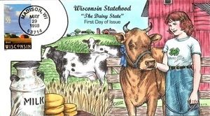 #3206 Wisconsin Statehood FDC Hand-Painted Collins Perfect - Picture 1 of 1