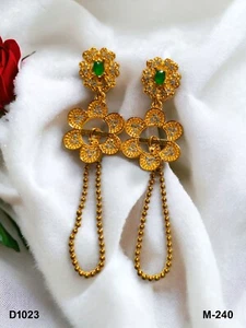Indian Gold plated Earrings Traditional Women Stud Bollywood Fashion Jewellery - Picture 1 of 13