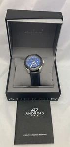 Andriod AD544 Classic Blue Dial Black Leather Band ￼￼Watch 100m WR New - Picture 1 of 12
