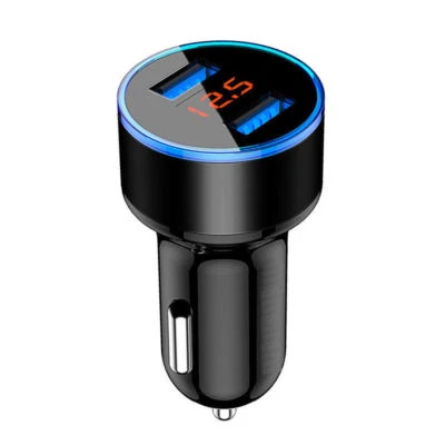 3.1A USB Coche Doble Puertos Cargador Encendedor Digital LED Voltímetro 12V/24V - Imagen 1 de 4
