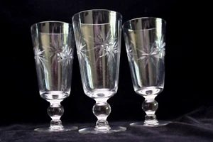 Starfire Sevron 3 Footed Iced Tea Glasses Atomic Star MCM Ball Stem Clear 6 1/8" - Picture 1 of 7