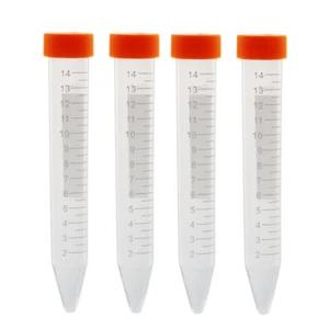 10 Pcs 15ml Plastic Centrifuge Tubes with Orange Screw Cap Conical Bottom - Picture 1 of 3