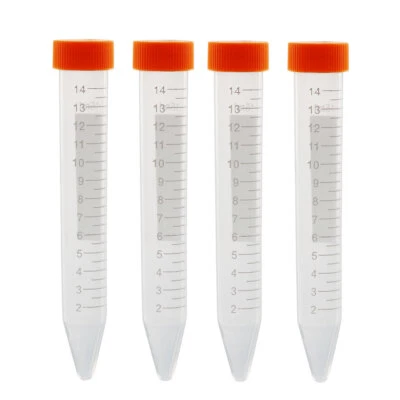 10 Pcs 15ml Plastic Centrifuge Tubes with Orange Screw Cap Conical Bottom - Image 1 of 3