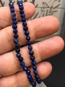 Bracciale Lapislazzuli Micro Sfaccettato Tondo Piccole Perline Elasticizzato 6-8" Uomo Donna - Foto 1 di 8