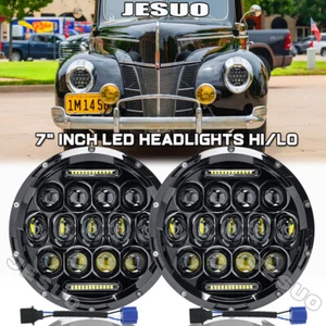 For Ford Deluxe 1939-1951 7" Inch Round LED Headlights Pair - Picture 1 of 14