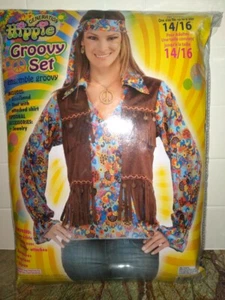 Generation Hippie Groovy Costume Set Adult Size 14/16 Halloween Cosplay New - Picture 1 of 1