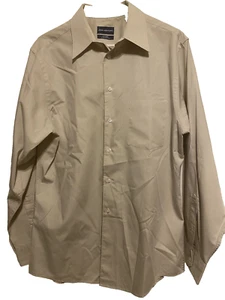 John Ashford Fitted Wrinkle Resistant Long Sleeve Shirt Size 16 34/35 NWOT Tan - Picture 1 of 4